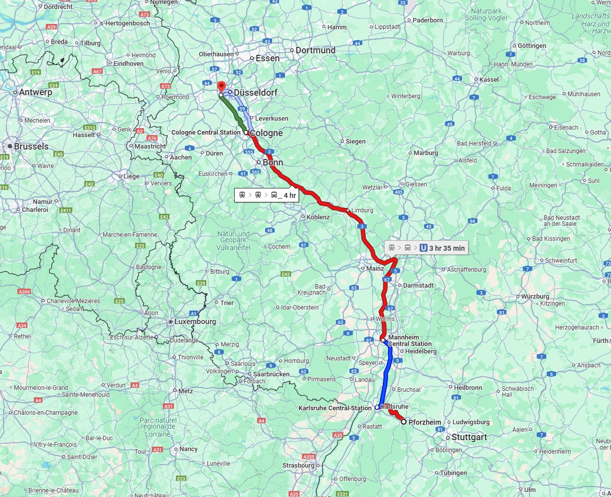 Anreise von Pforzheim Zu Neuss Über 