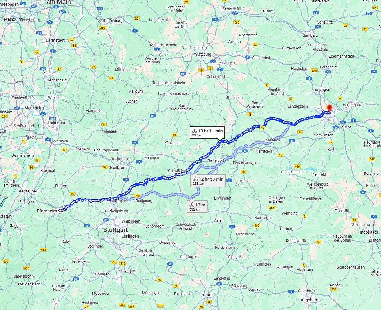 Anreise von Pforzheim Zu Nürnberg Über 