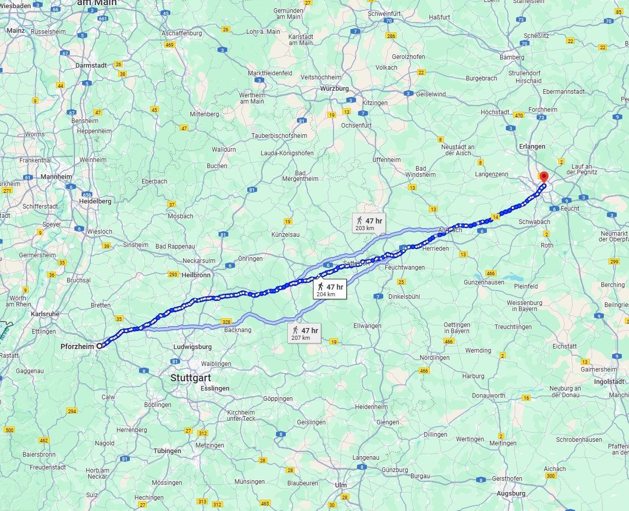Anreise von Pforzheim Zu Nürnberg Über 
