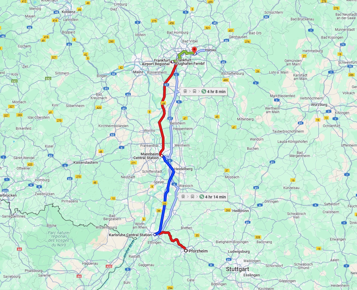 Anreise von Pforzheim Zu Offenbach am Main Über 