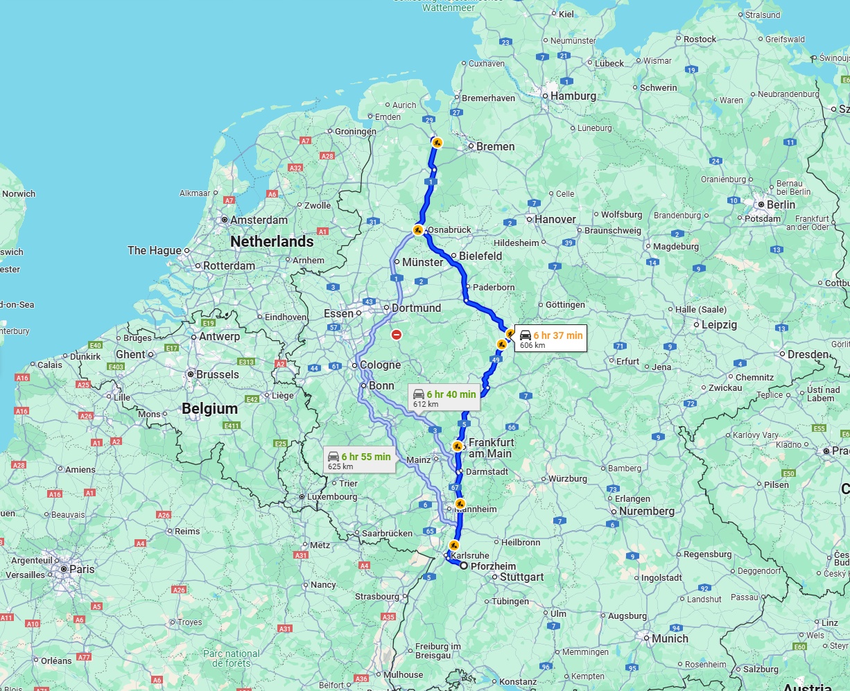 Anreise von Pforzheim Zu Oldenburg Über via A5