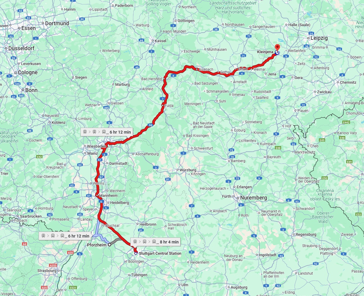 Anreise von Pforzheim Zu Saale Über 