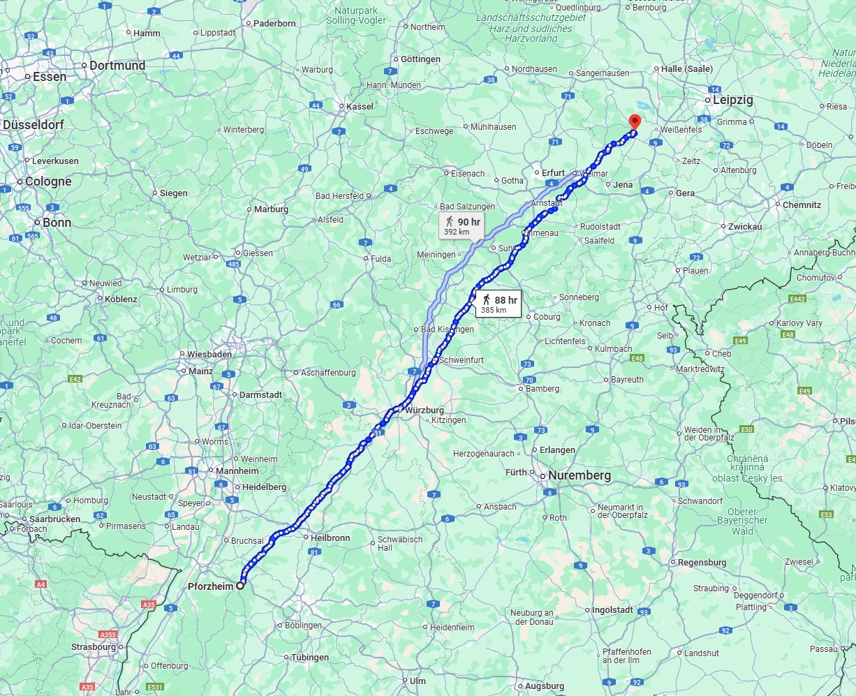 Anreise von Pforzheim Zu Saale Über 