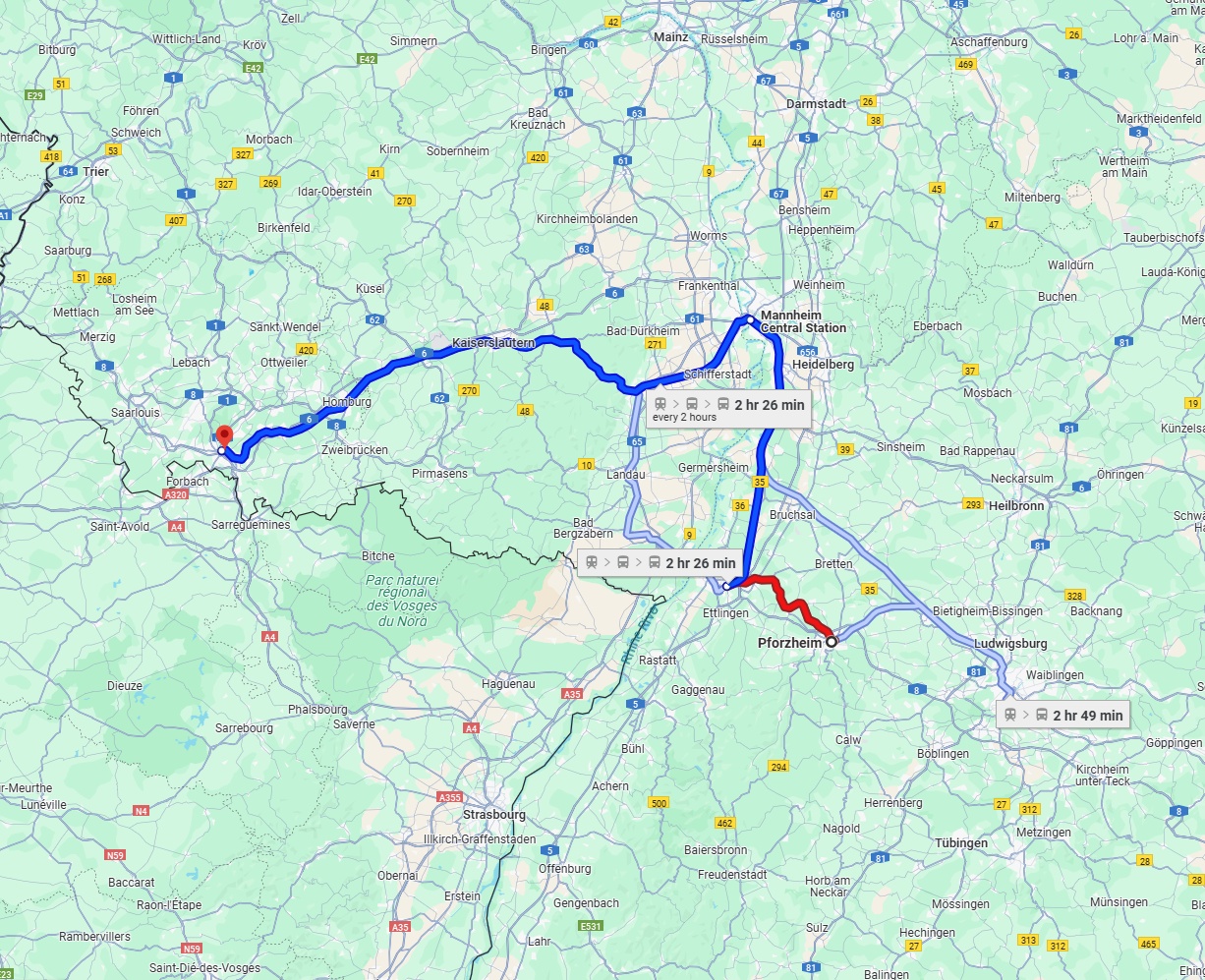 Anreise von Pforzheim Zu Saarbrücken Über 