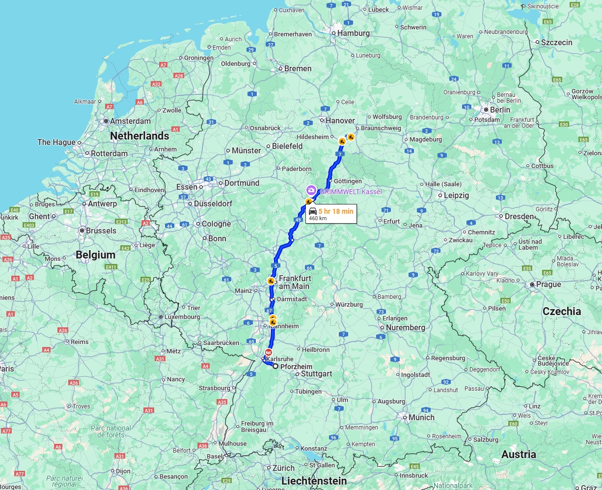 Anreise von Pforzheim Zu Salzgitter Über via A5