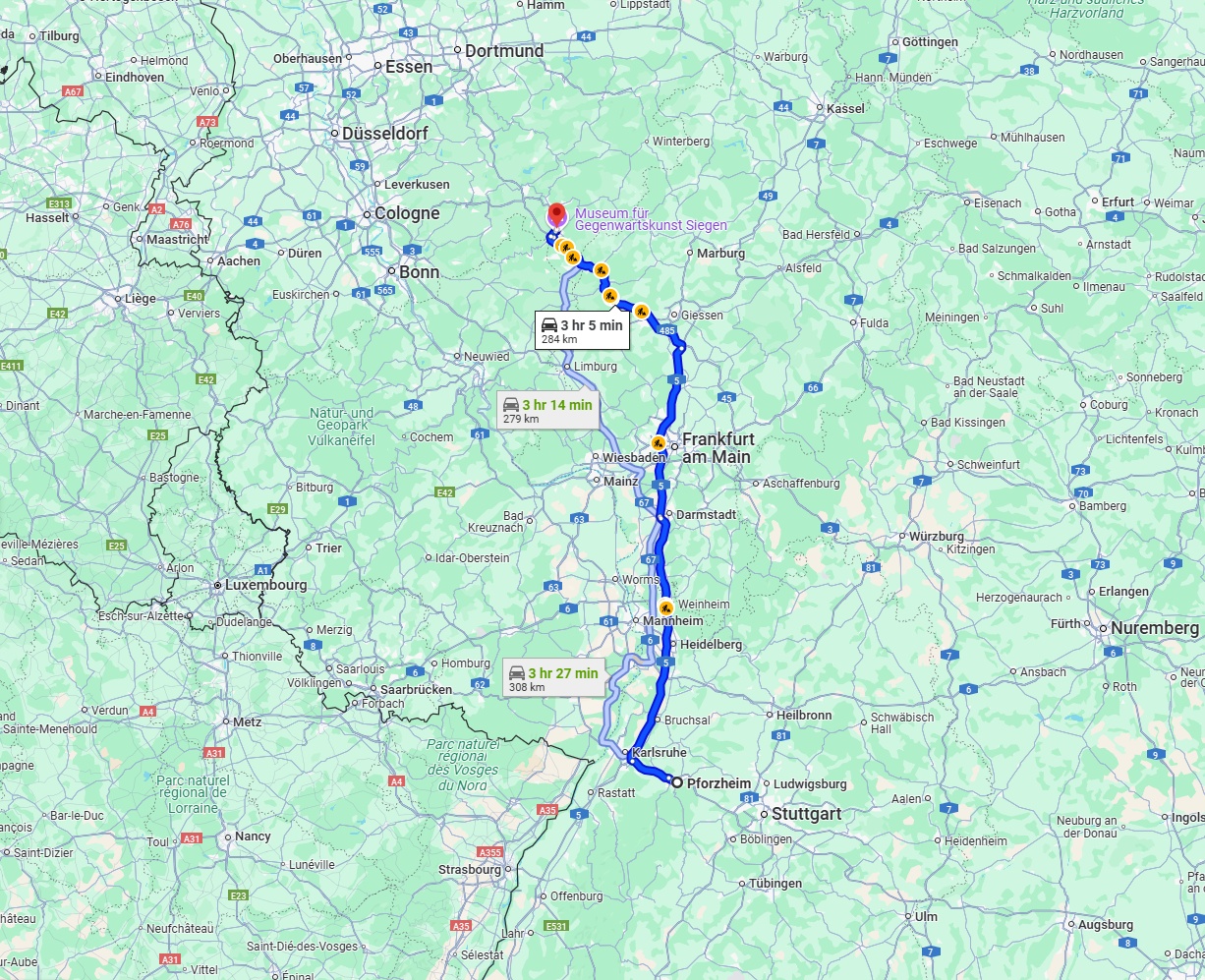 Anreise von Pforzheim Zu Siegen Über via A5 and A45