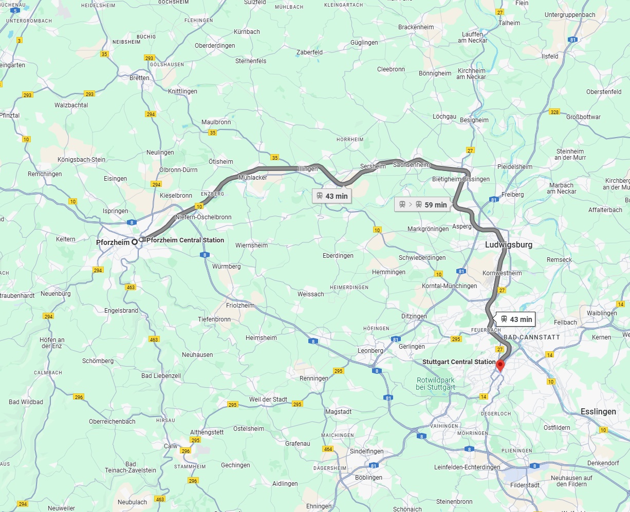 Anreise von Pforzheim Zu Stuttgart Über 
