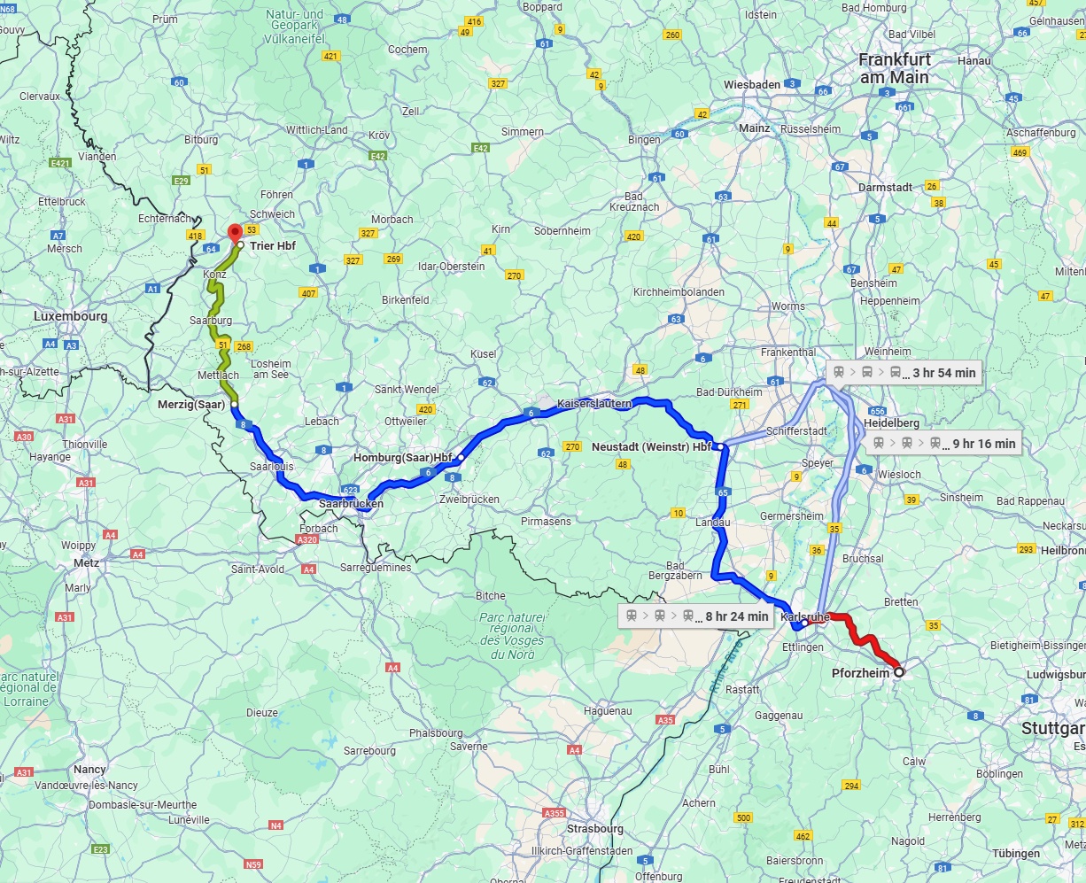 Anreise von Pforzheim Zu Trier Über 