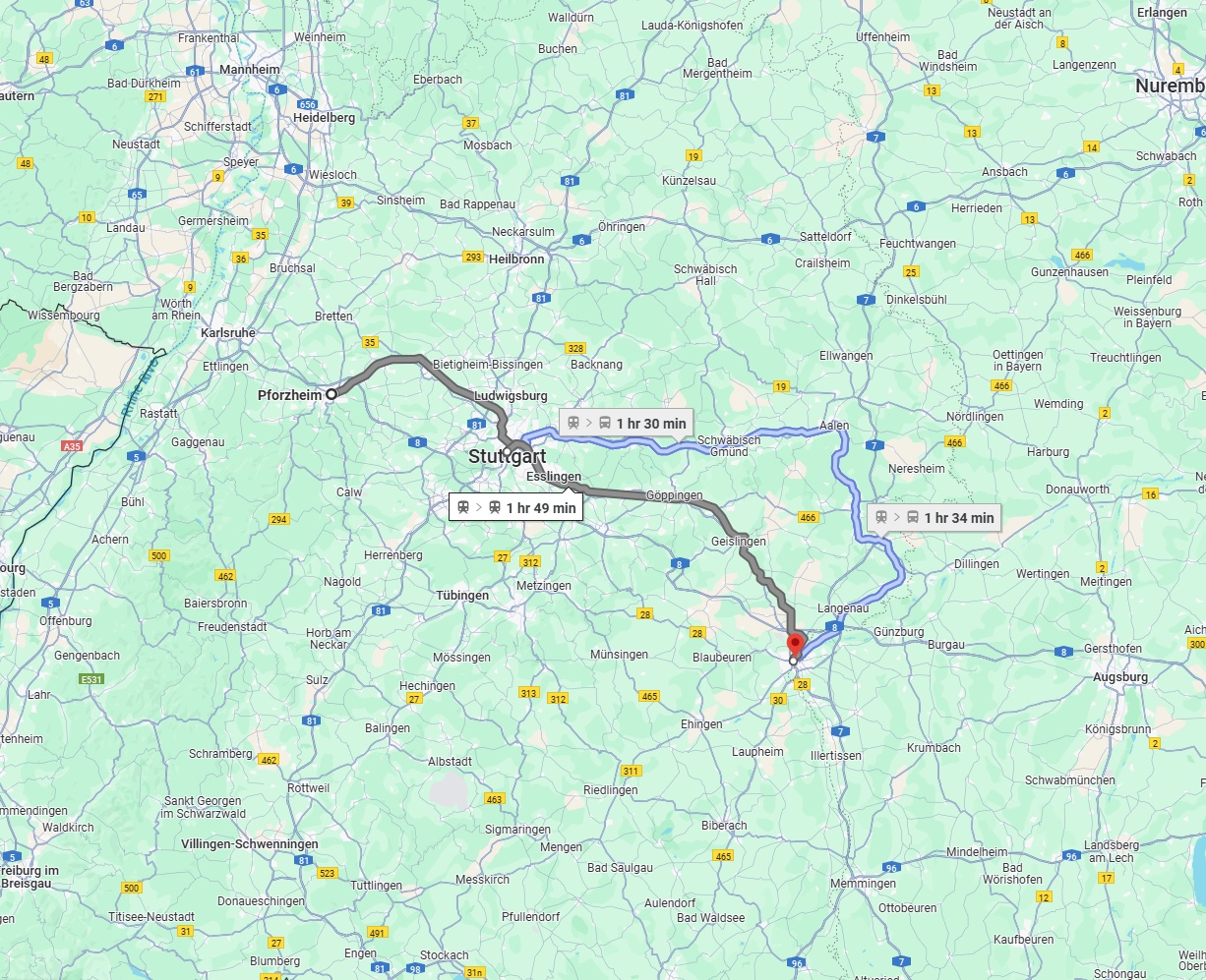 Anreise von Pforzheim Zu Ulm Über 