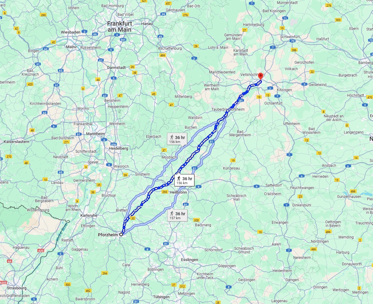 Anreise von Pforzheim Zu Würzburg Über 