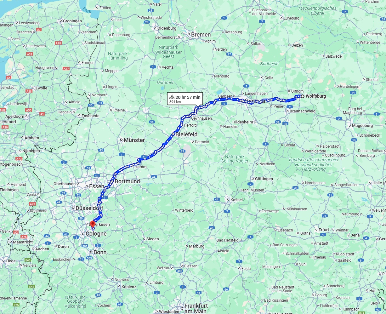 Anreise von Wolfsburg Zu Bergisch Gladbach Über 