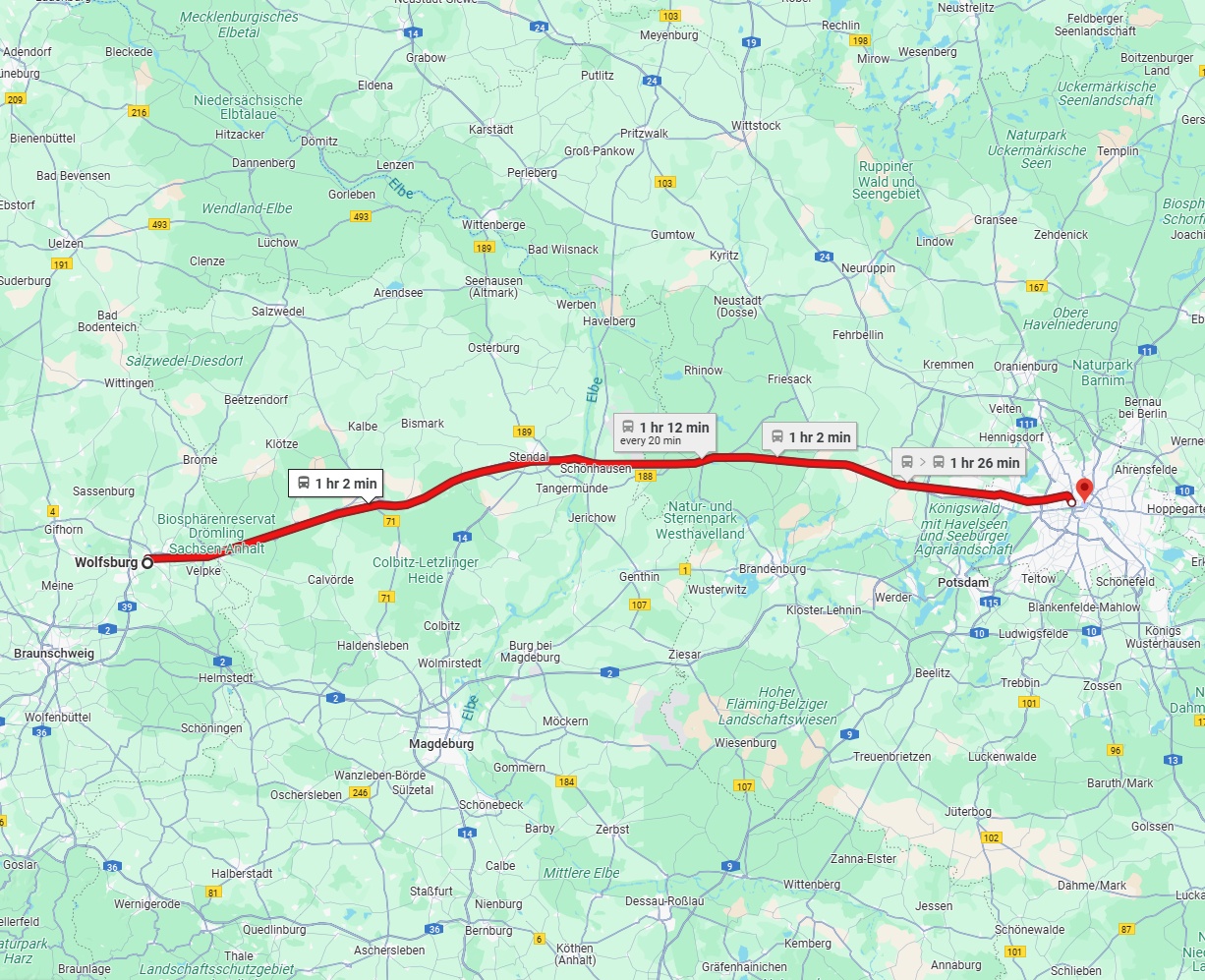 Anreise von Wolfsburg Zu Berlin Über 