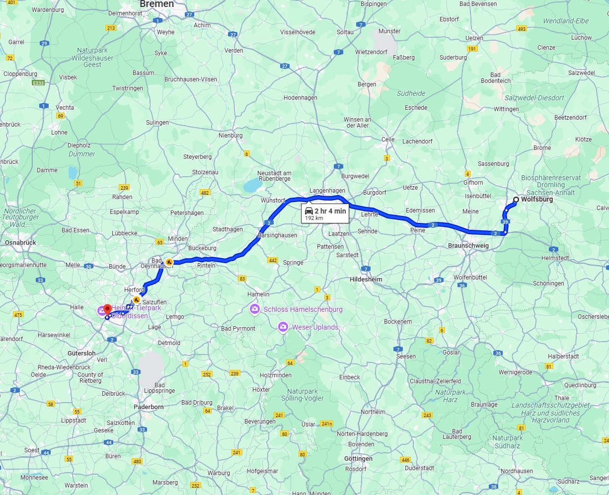 Anreise von Wolfsburg Zu Bielefeld Über via A2