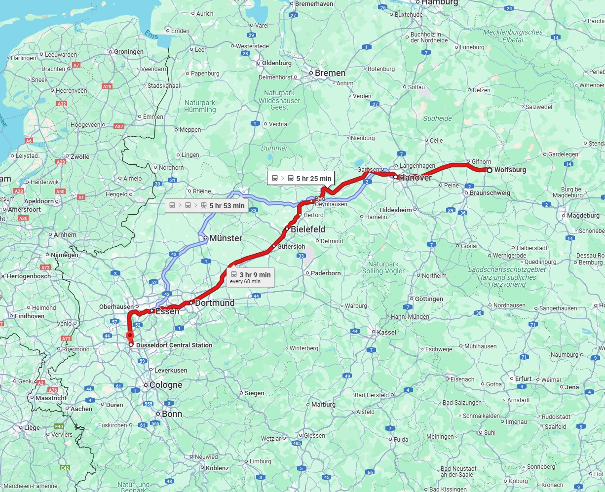 Anreise von Wolfsburg Zu Düsseldorf Über 