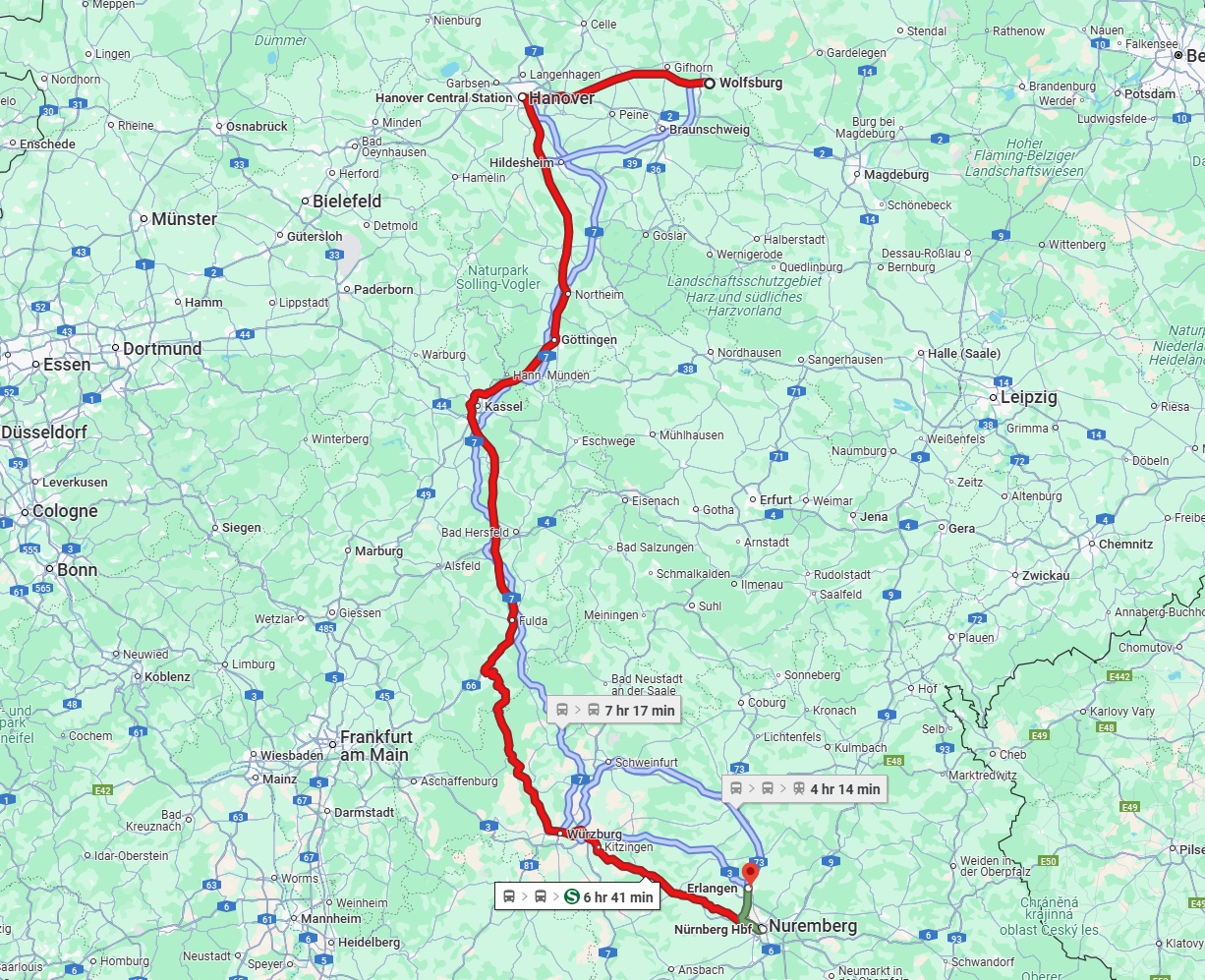 Anreise von Wolfsburg Zu Erlangen Über 