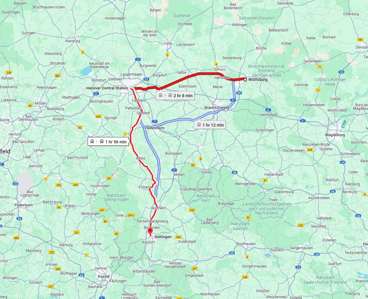 Anreise von Wolfsburg Zu Göttingen Über 