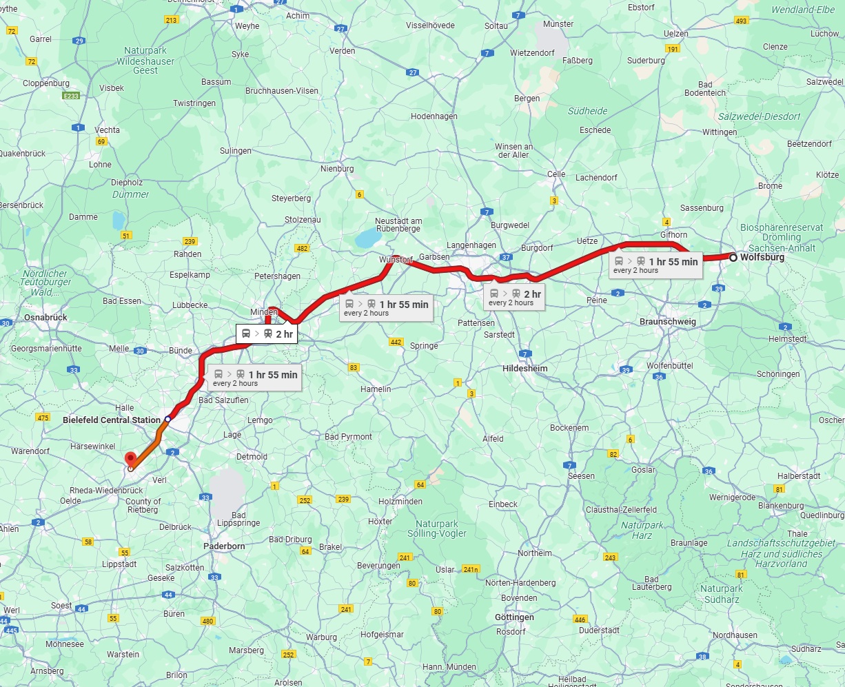 Anreise von Wolfsburg Zu Gütersloh Über 