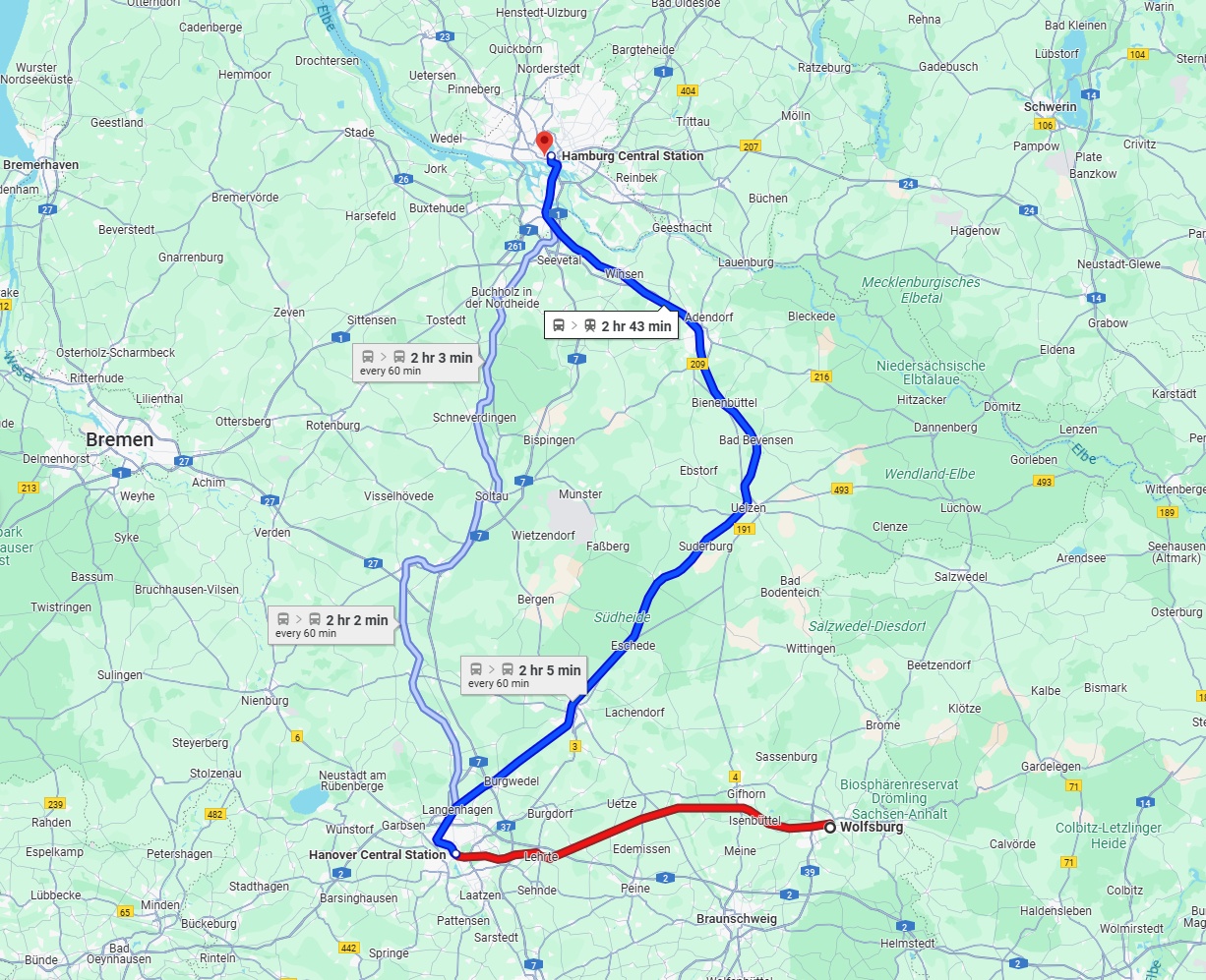 Anreise von Wolfsburg Zu Hamburg Über 