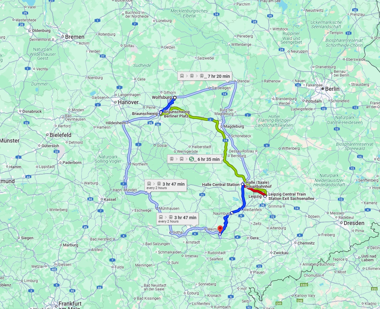 Anreise von Wolfsburg Zu Jena Über 