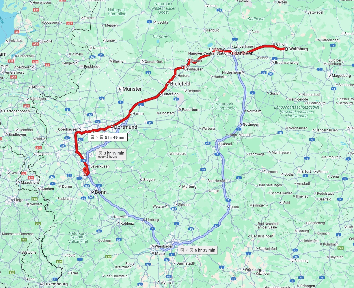 Anreise von Wolfsburg Zu Köln Über 