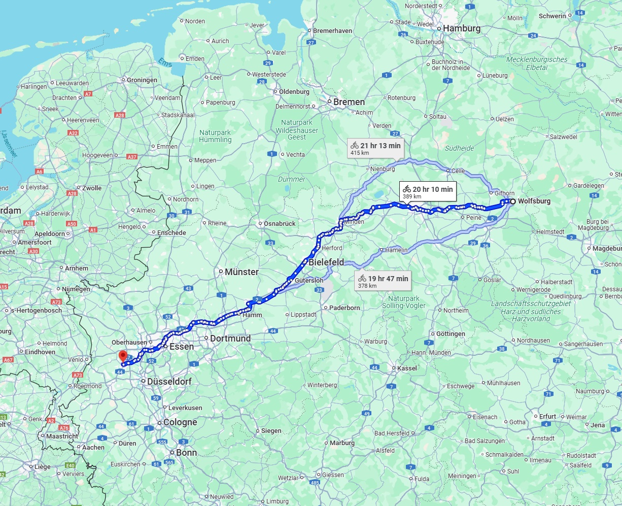 Anreise von Wolfsburg Zu Krefeld Über 