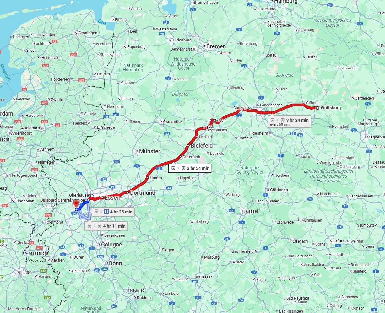 Anreise von Wolfsburg Zu Krefeld Über 