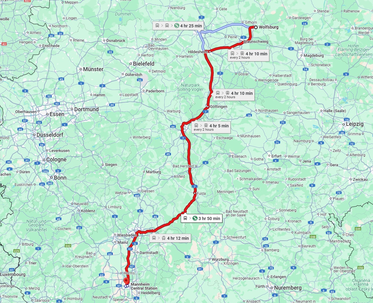Anreise von Wolfsburg Zu Ludwigshafen am Rhein Über 