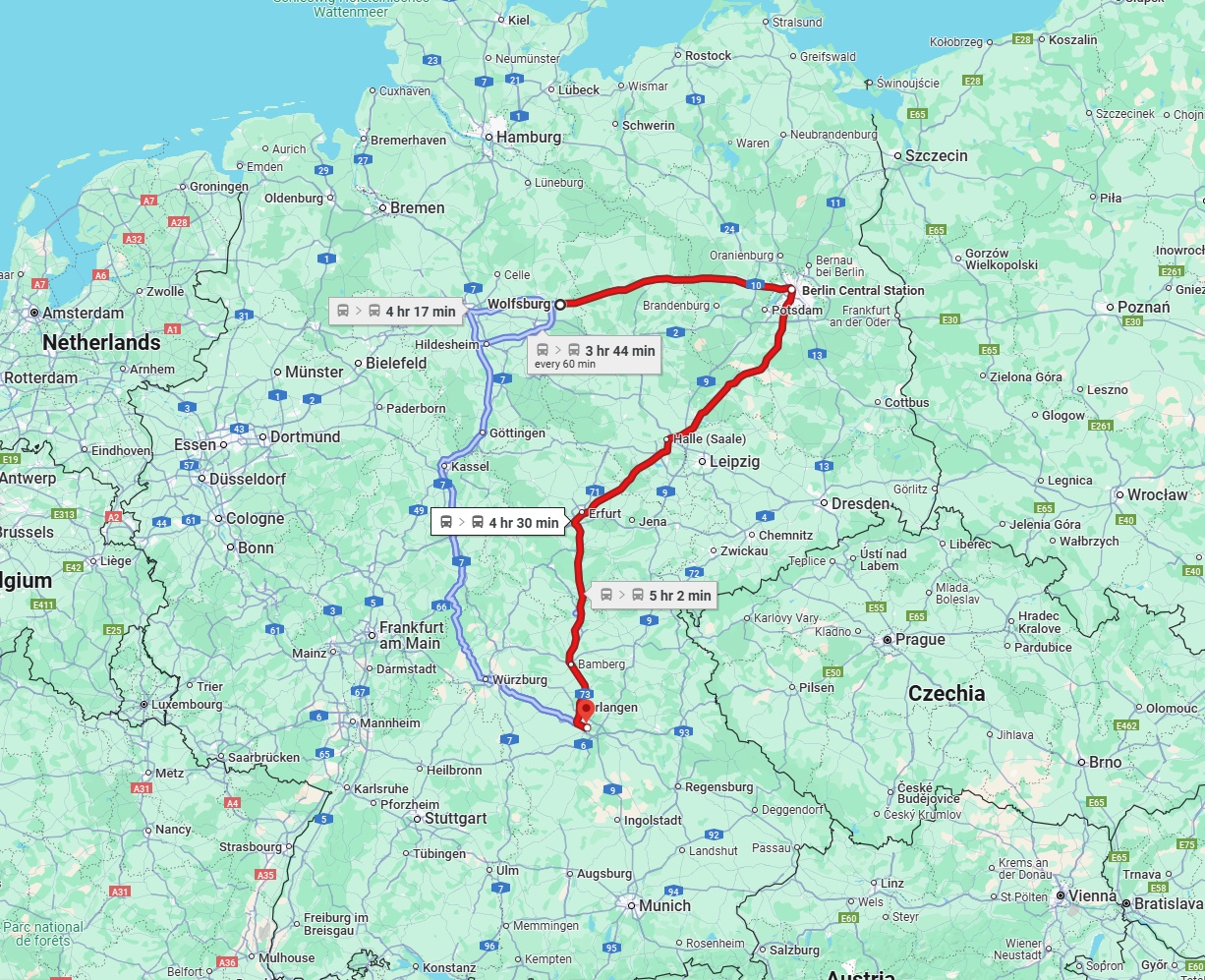 Anreise von Wolfsburg Zu Nürnberg Über 