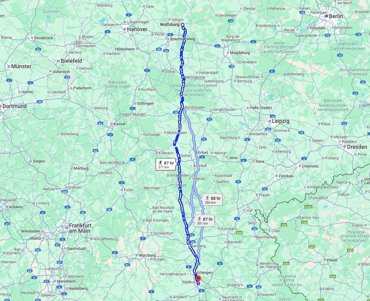 Anreise von Wolfsburg Zu Nürnberg Über 
