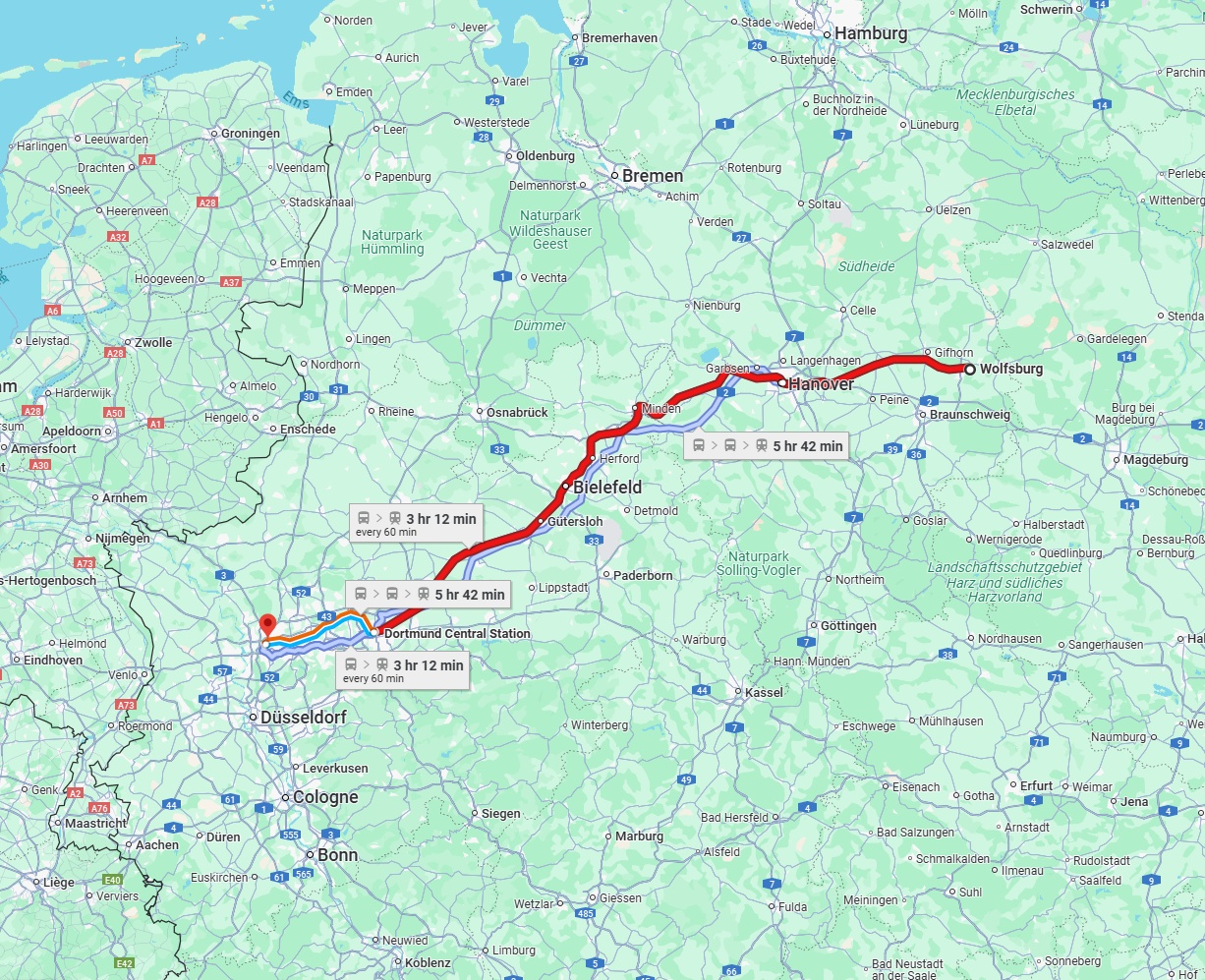 Anreise von Wolfsburg Zu Oberhausen Über 