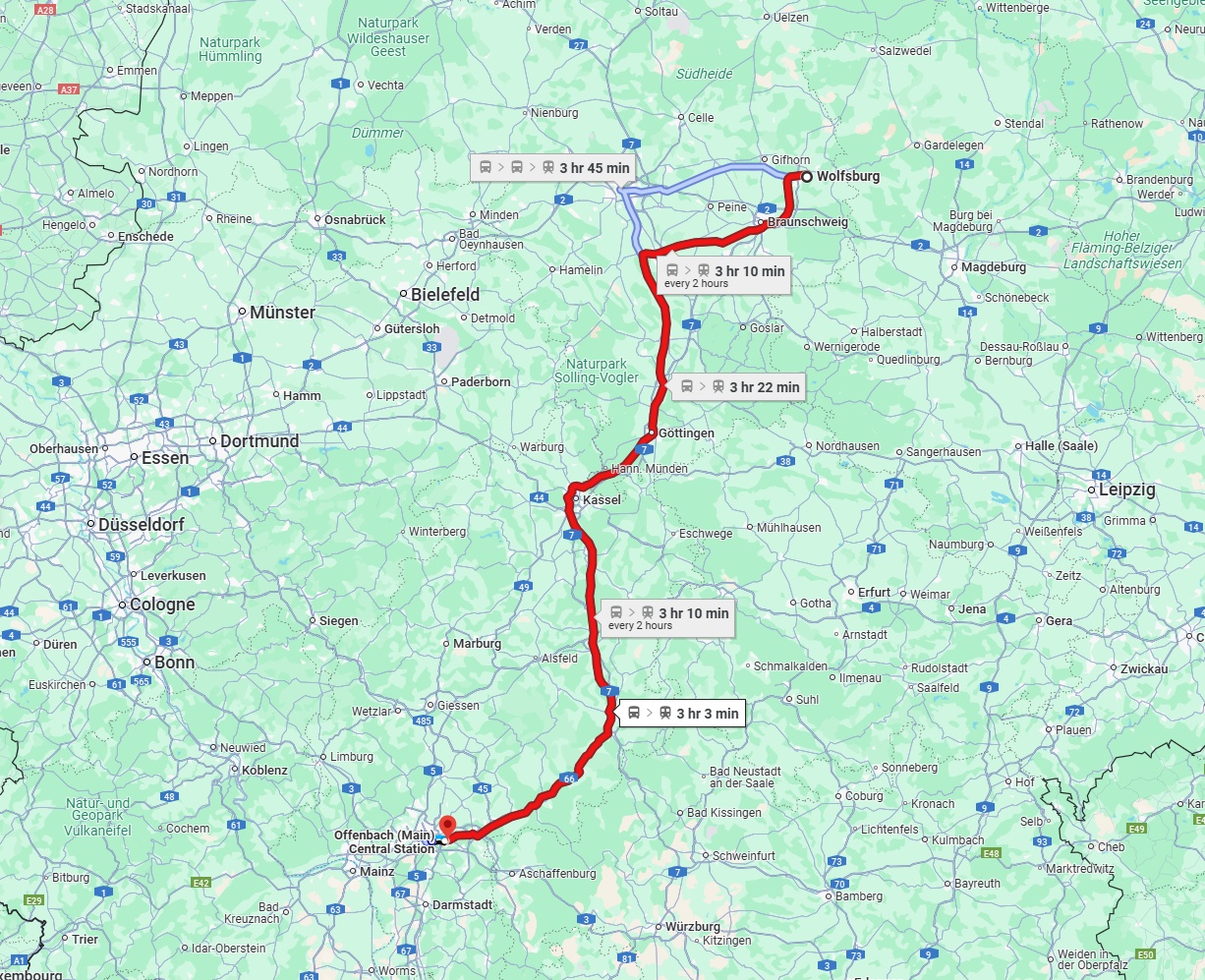 Anreise von Wolfsburg Zu Offenbach am Main Über 