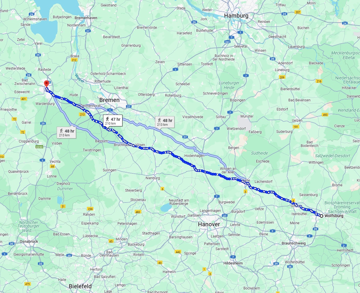Anreise von Wolfsburg Zu Oldenburg Über 