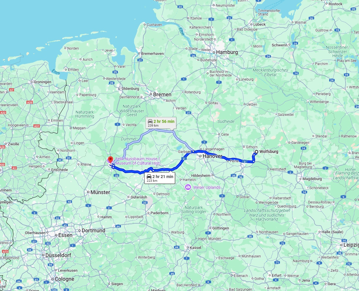 Anreise von Wolfsburg Zu Osnabrück Über via A2 and A30