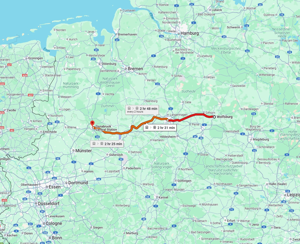 Anreise von Wolfsburg Zu Osnabrück Über 