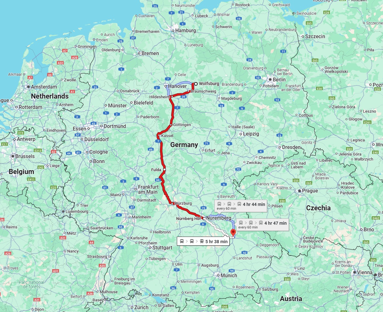 Anreise von Wolfsburg Zu Regensburg Über 