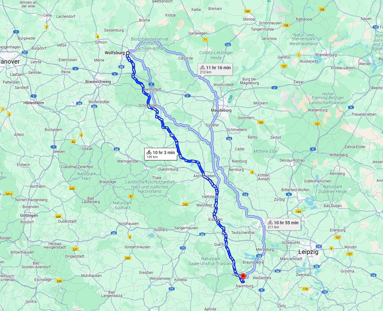 Anreise von Wolfsburg Zu Saale Über 