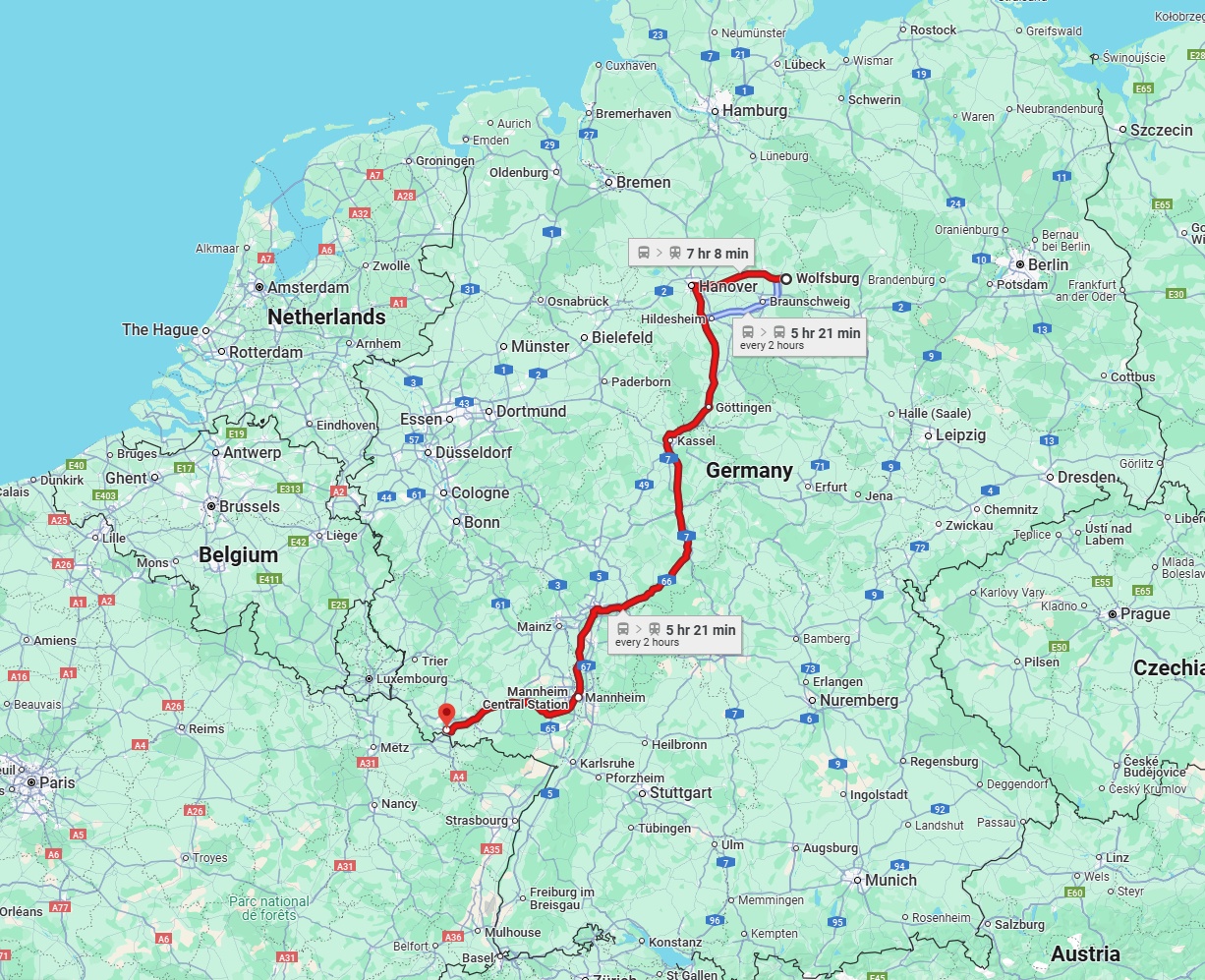 Anreise von Wolfsburg Zu Saarbrücken Über 