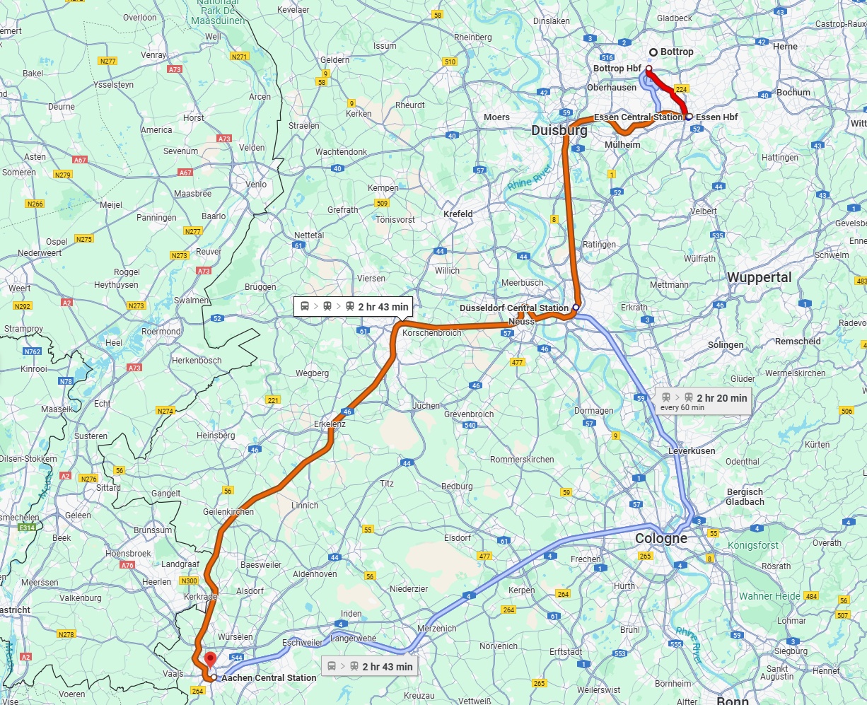 Anreise von Bottrop Zu Aachen Über 