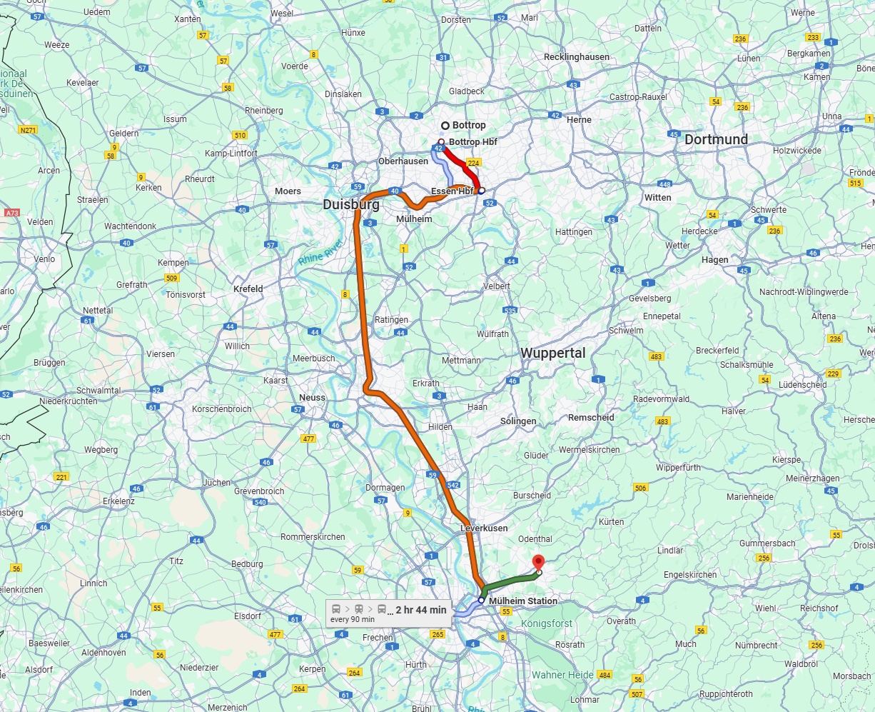Anreise von Bottrop Zu Bergisch Gladbach Über 