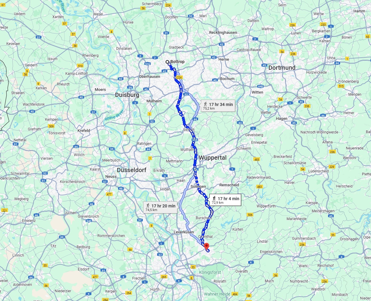 Anreise von Bottrop Zu Bergisch Gladbach Über 