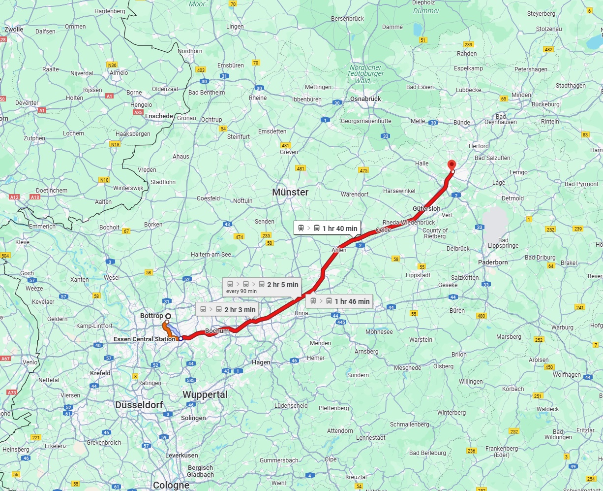 Anreise von Bottrop Zu Bielefeld Über 