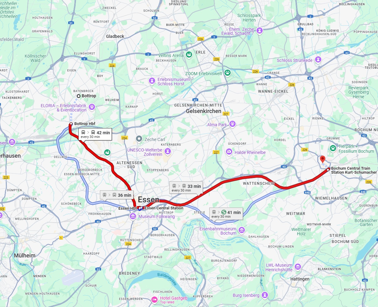 Anreise von Bottrop Zu Bochum Über 