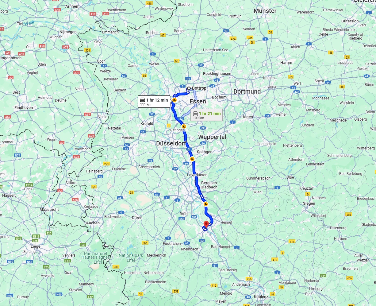 Anreise von Bottrop Zu Bonn Über via A3