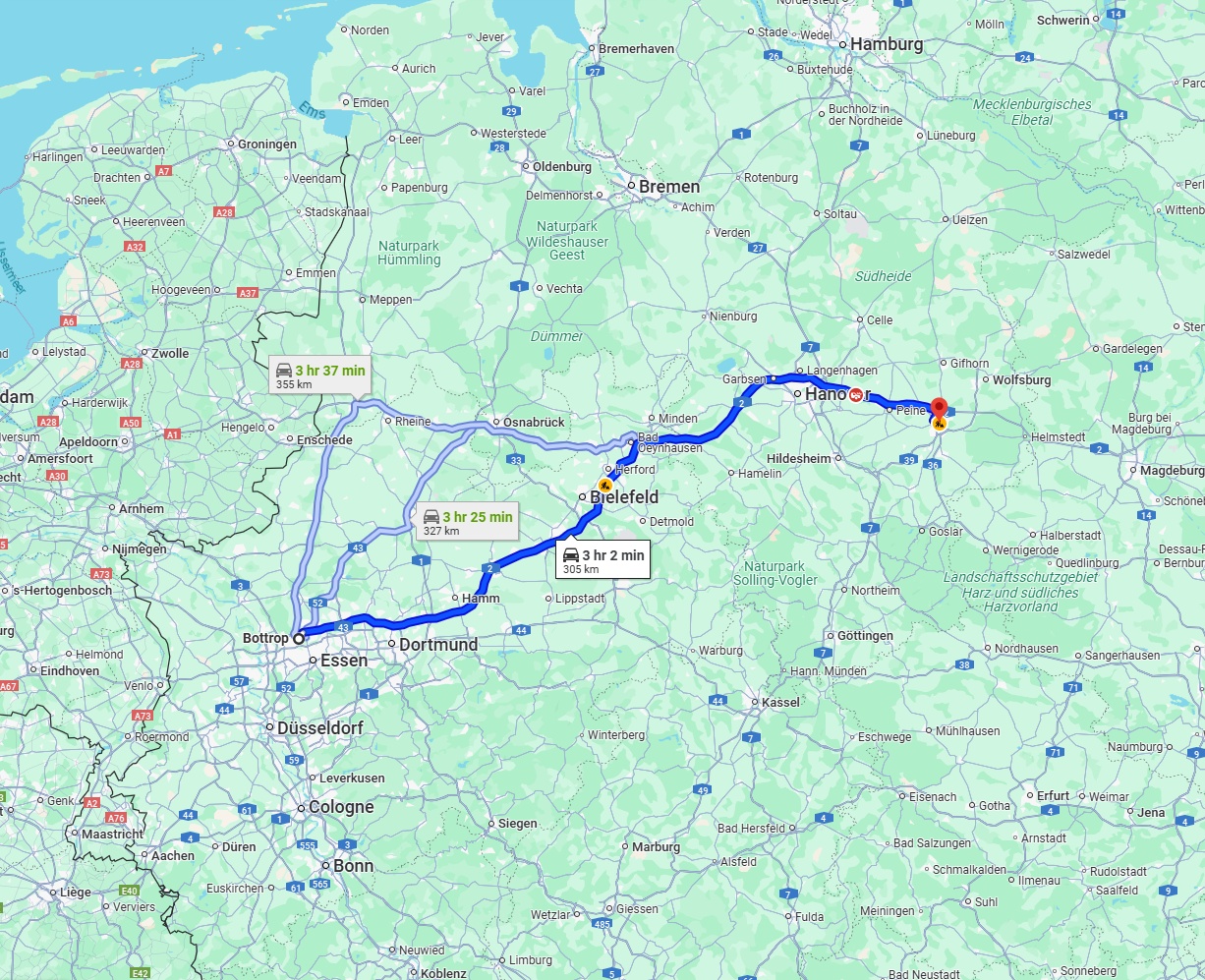Anreise von Bottrop Zu Braunschweig Über via A2