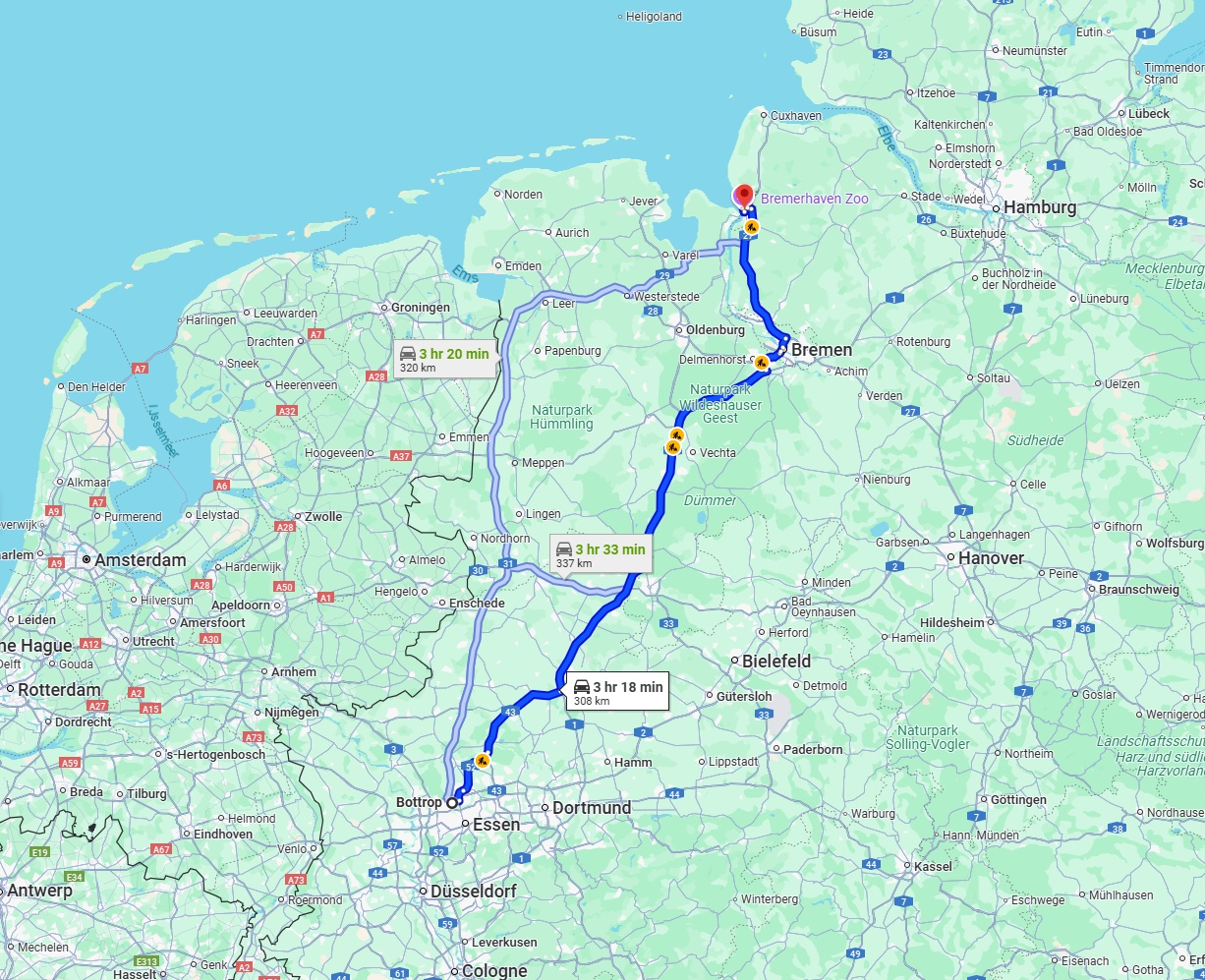 Anreise von Bottrop Zu Bremerhaven Über via A1