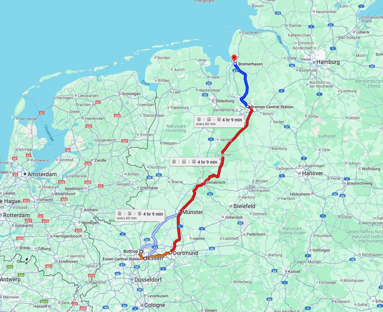 Anreise von Bottrop Zu Bremerhaven Über 