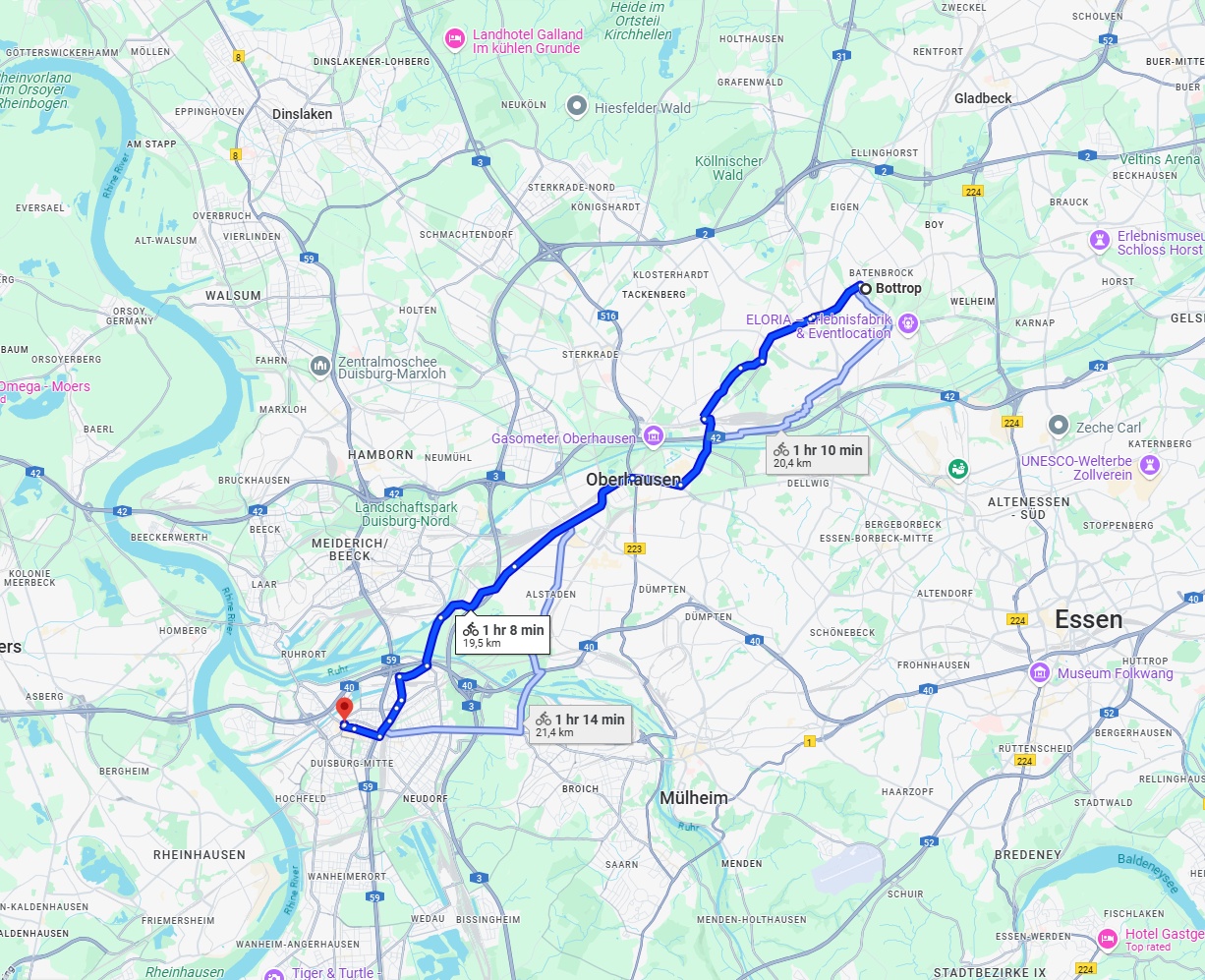 Anreise von Bottrop Zu Duisburg Über 