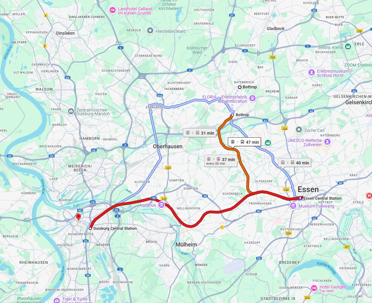 Anreise von Bottrop Zu Duisburg Über 