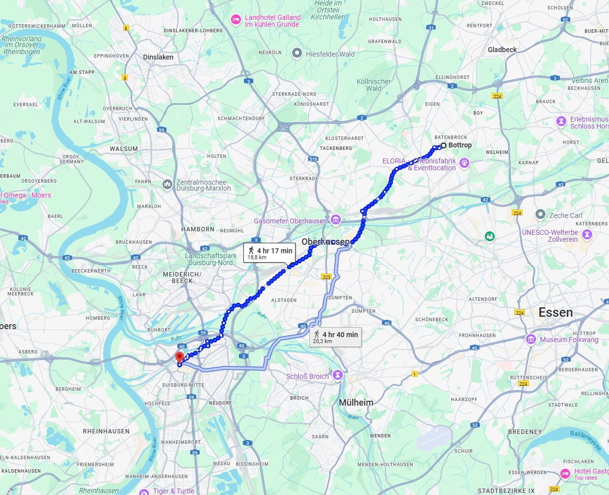 Anreise von Bottrop Zu Duisburg Über 