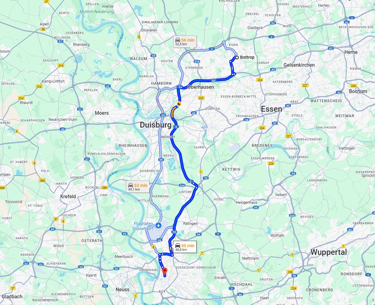 Anreise von Bottrop Zu Düsseldorf Über via A3